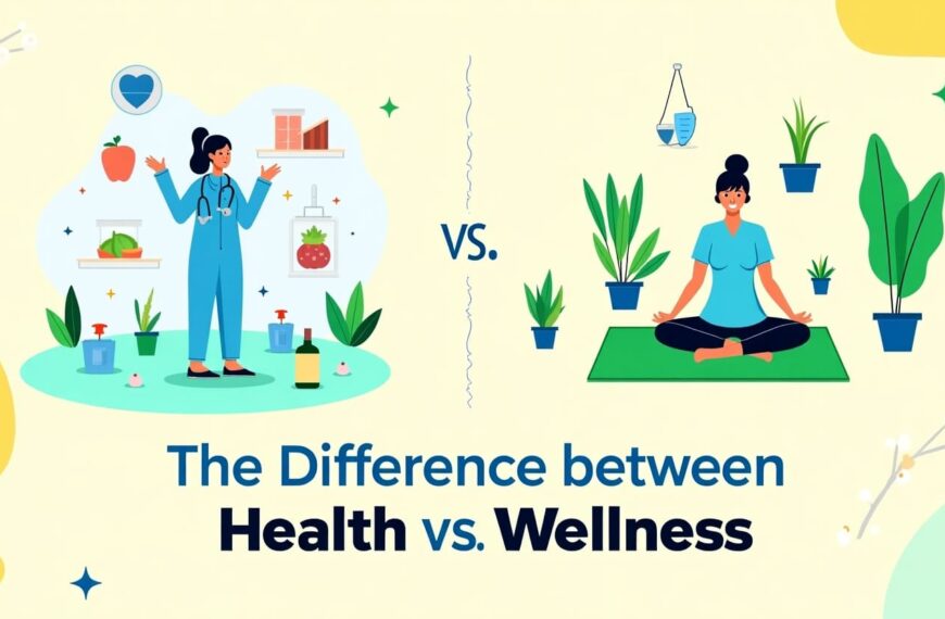 difference between health and wellness – physical health vs mental and emotional wellness.